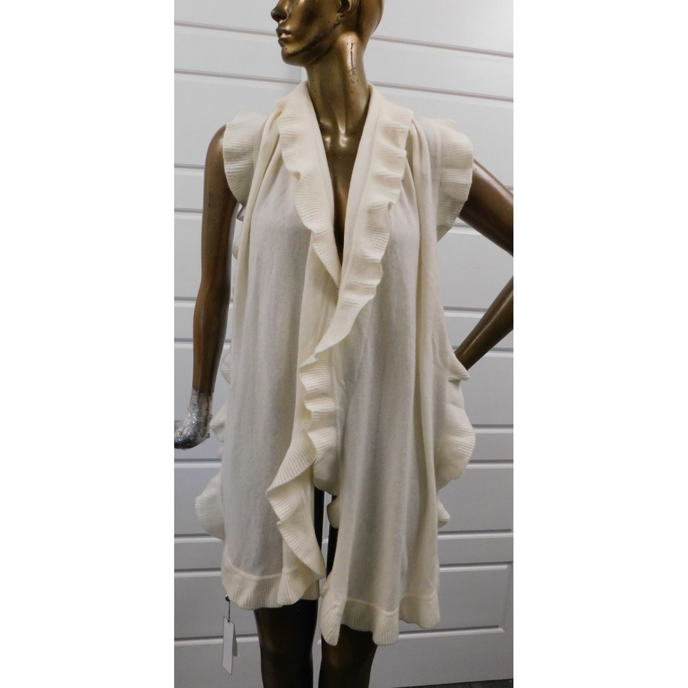 Captiva‎ Cashmere Brand Long Ruffle Cashmere Wrap Women's Ivory $290rt  O/S
